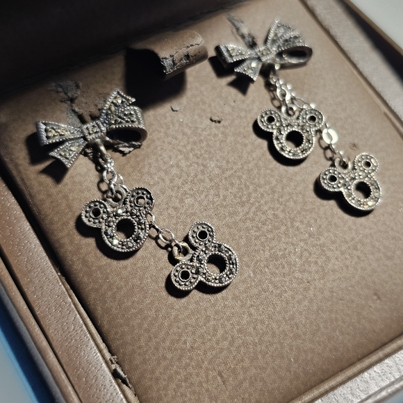 🇨🇦 Birks Disney Mickey Mouse Sterling Silver & Marcasite Earring Set #2 - Picture 12 of 14